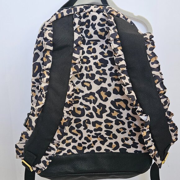 NWOT Posh Peanut Leopard Print Ruffle Diaper Backpack Bag w/ Black & Teal Accent Posh Peanut Ruffled Backpack in Lana Leopard Print main image 3